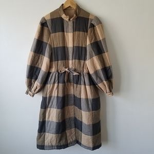 Vintage 1980's Valentino Rain Plaid Quilted Coat Size 6